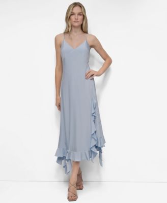 DKNY - Women's Ruffled-Hem Midi Slip Dress