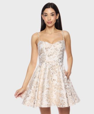 B Darlin - Juniors' Sleeveless Jacquard Fit & Flare Dress