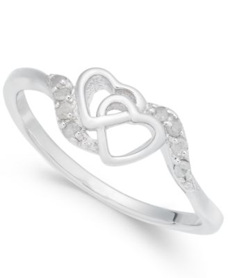 Macy's - Diamond Interlocked Heart Ring (1/10 ct. t.w.) in Sterling Silver