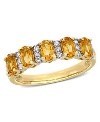 Macy's - Citrine (1-1/6 ct. t.w.) and Diamond (1/6 ct. t.w.) Semi Eternity Ring in 14k Yellow Gold