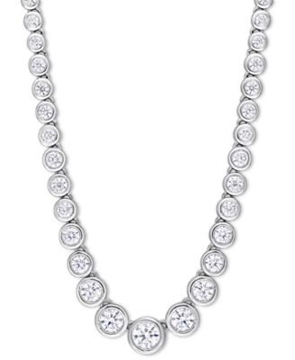 Macy's - Moissanite Bezel Graduated Collar Necklace (2-3/4 ct. t.w. Diamond Equivalent) in Sterling Silver
