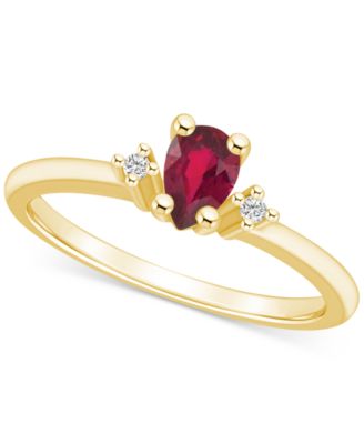 Macy's - Ruby (1/2 ct. t.w.) & Diamond Accent Pear Ring in 14k Gold