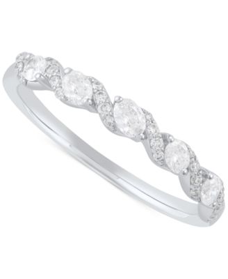 Macy's - Diamond Oval & Round Twist Band (1/3 ct. t.w.) in 14k White Gold