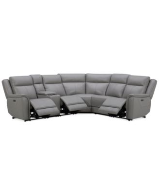 Furniture - Addyson 117" 6-Pc. Leather Sectional with 3 Zero Gravity Recliners with Power Headrests & 1 Console