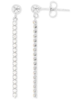 Macy's - Cubic Zirconia Chain & Polished Ball Linear Drop Earrings