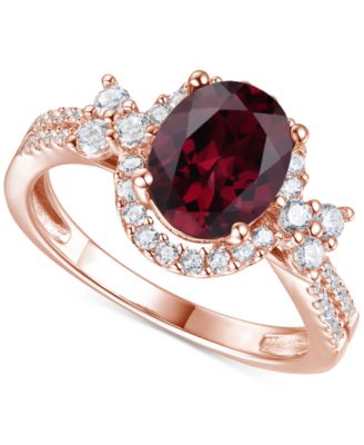 Macy's - Garnet (1-1/10 ct. t.w.) & Lab-Grown White Sapphire (1/2 ct. t.w.) Ring in 14k Rose Gold-Plated Sterling Silver (Also in Lab-Grown Blue Sapphire)
