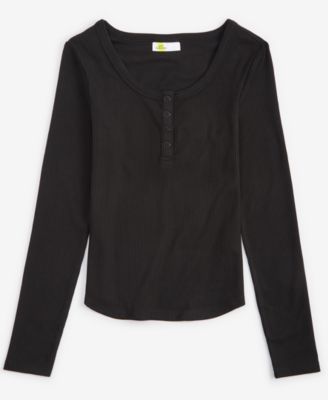 Epic Threads - Little & Big Girls Ribbed-Knit Long-Sleeve Henley