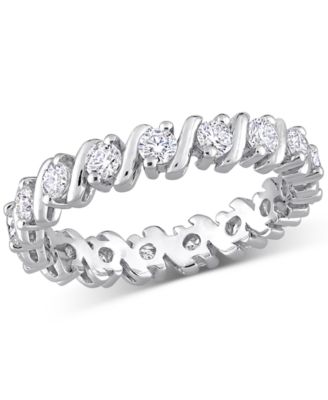 Macy's - Moissanite Polished Bar Eternity Band (1 ct. t.w.) in 10k White Gold