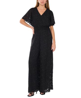 Vince Camuto - Women's Embroidered Smocked-Waist Jumpsuit
