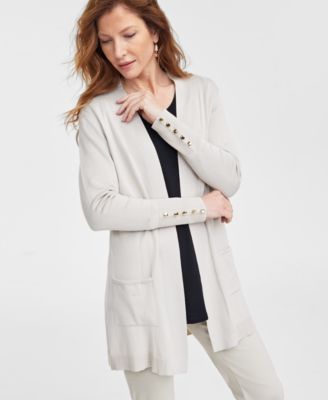 JM Collection - Plus Size Open-Front Long-Sleeve Cardigan
