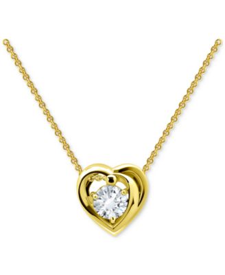 Giani Bernini - Cubic Zirconia Heart Pendant Necklace in 18k Gold Over Sterling Silver, 16" + 2" extender,