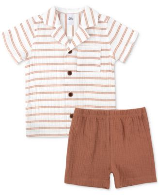 Baby Essentials - Baby Boys 2-Pc. Striped Shirt & Shorts Set