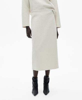 MANGO - Women's Shearling Effect Midi Skirt