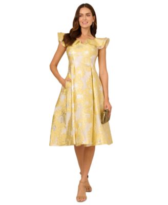 Adrianna Papell - Women's Boat-Neck Flutter-Sleeve Dress