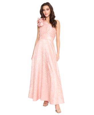 Tahari ASL - Women's Rosette-Trim One-Shoulder Pleated-Bodice Gown
