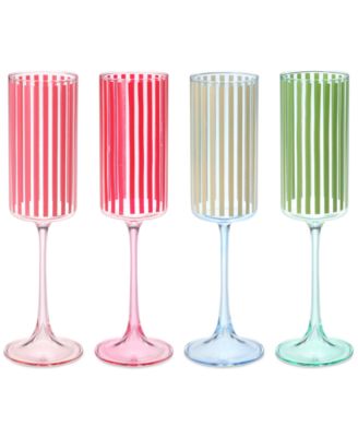 Macy's - Flower Show 4-Pc. Striped Champagne Flutes