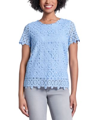 Jones New York - Petite Short-Sleeve Lace Top