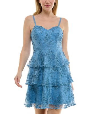 BCX - Juniors' Sweetheart-Neck Triple-Tiered Dress