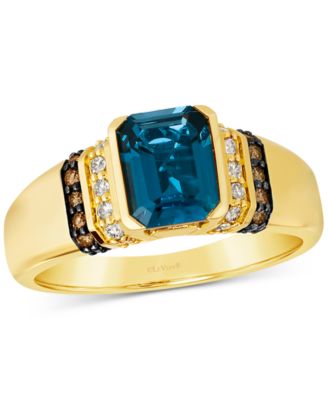 Le Vian - London Blue Topaz (2-1/2 ct. t.w.) & Diamond (1/3 ct. t.w.) Statement Ring in 14k Yellow Gold