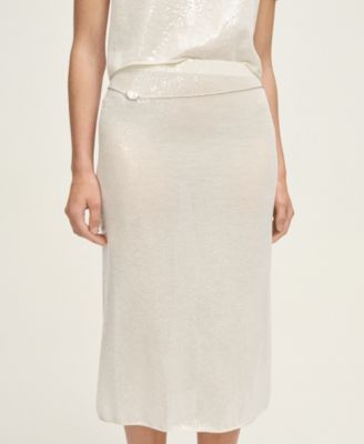 MANGO - Women's Sequin Pencil Knit Skirt