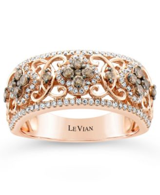 Le Vian - Chocolate Diamond & Vanilla Diamond Filigree Flower Ring (5/8 ct. t.w.) in 14k Rose Gold