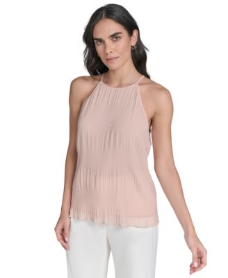 Calvin Klein - Women's Pleated Chiffon Halter-Neck Top