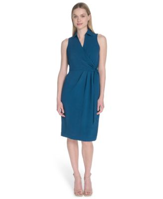 Calvin Klein - Women's Sleeveless Wrap V-Neck Sheath Dress