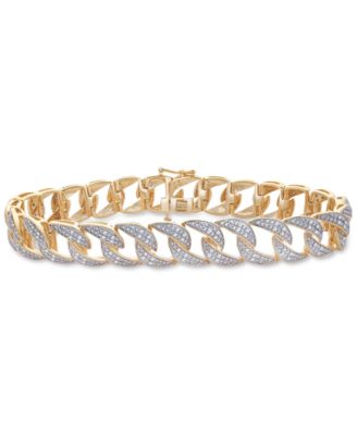 Macy's - Men's Diamond Link Bracelet (1 ct. t.w.) in 14k Gold-Plate Sterling Silver or Sterling Silver