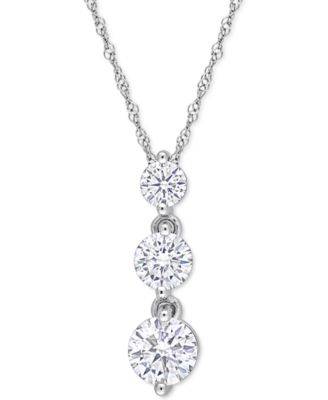 Macy's - Lab-Grown Moissanite Triple Drop 18" Pendant Necklace (1-3/8 ct. t.w.) in Sterling Silver