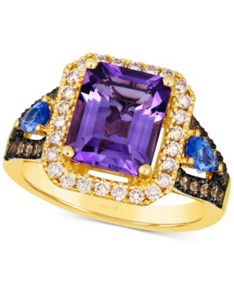 Le Vian - Multi-Gemstone (3 ct. t.w.) & Diamond (3/4 ct. t.w.) Halo Statement Ring in 14k Gold