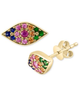 EFFY Collection - Multi-Sapphire Evil Eye Stud Earrings (3/8 ct. t.w.) in 14k Gold-Plated Sterling Silver