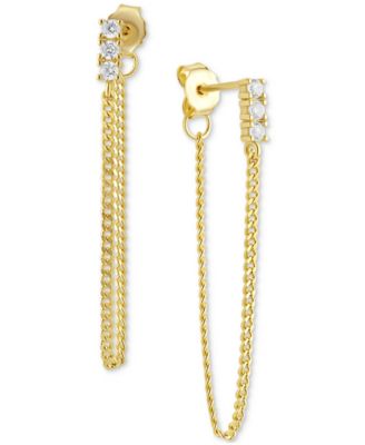 Giani Bernini - Cubic Zirconia Bar Chain Front to Back Drop Earrings in 18k Gold-Plated Sterling Silver