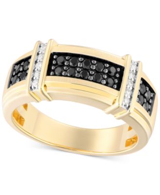 Macy's - Men's Black & White Diamond Ring (1/2 ct. t.w.) in 10k Gold