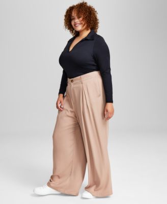 And Now This - Trendy Plus Size Easy Wide-Leg Trousers