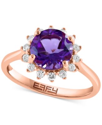 EFFY Collection - Amethyst (1-7/8 ct. t.w.) & Diamond (1/5 ct. t.w.) Ring in 14k Rose Gold (Also in Blue Topaz & Citrine)