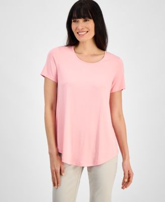 JM Collection - Petite Solid Knit Short-Sleeve Top