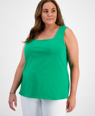 Kasper - Plus Size Square-Neck Tank Top