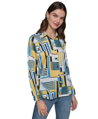 KARL LAGERFELD PARIS - Women's Satin Button-Front Shirt