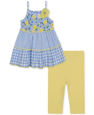 Kids Headquarters - Baby Girls Gingham-Floral Tunic & Capri Leggings, 2 Piece Set