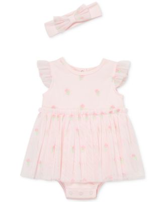 Little Me - Baby Girls 2-Pc. Flowers Popover Bodysuit & Headband Set