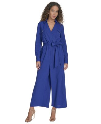 Calvin Klein - Women's Long-Sleeve Tie-Waist Jumpsuit