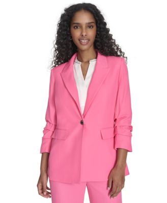 Calvin Klein - Petite 3/4-Sleeve One-Button Blazer