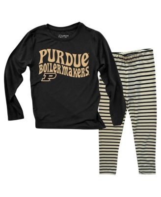 Wes & Willy - Baby Boys and Girls  Purdue Boilermakers Long Sleeve Top and Striped Leggings Set
