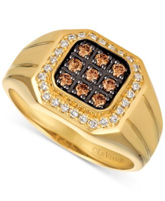 Le Vian - Chocolatier&reg; Chocolate Diamond (1/3 ct. t.w.) & Vanilla Diamond (1/5 ct. t.w.) Halo Ring in 14k Yellow Gold