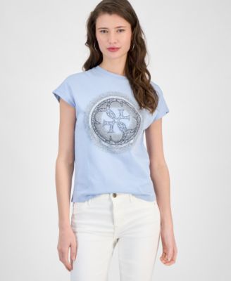GUESS - Women's Cotton 4G Hotfix Short-Sleeve Crewneck Tee