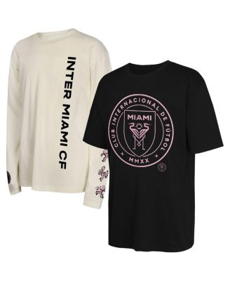 Outerstuff - Big Boys and Girls Black/Tan Inter Miami CF 2-Pack Triple Dip Long Sleeve and Short Sleeve T-Shirt Set