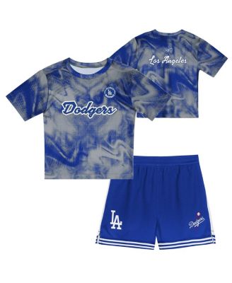 Outerstuff - Toddler Gray/Royal Los Angeles Dodgers Pinch Hitter Infielder T-Shirt Shorts Set