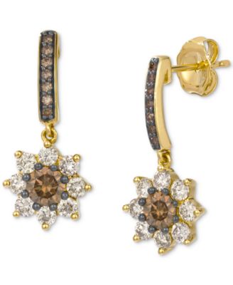 Le Vian - Chocolate Diamond & Nude Diamond Flower Drop Earrings (1-1/5 ct. t.w.) in 14k Gold