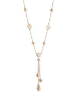 Marchesa - Gold-Tone Filigree Lariat Necklace, 16" + 3" extender