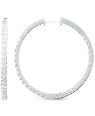 Macy's - Diamond Princess Medium In & Out Hoop Earrings (5 ct. t.w.) in 14k White Gold, 1.5"